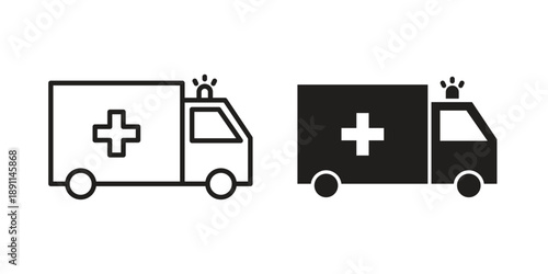 Ambulance icon for templates, web design and infographics. EPS10