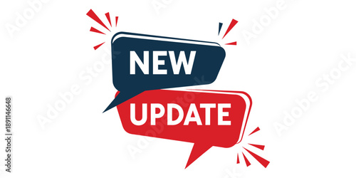 New update announcement with speech bubbles and colorful design