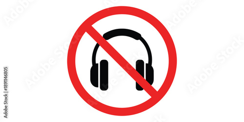 No headphones allowed sign isolated on white background