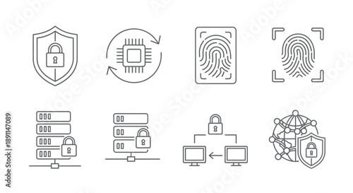 Data security icons representing protection and access control