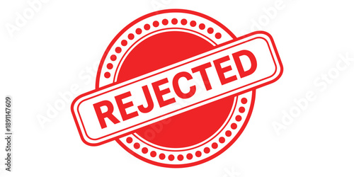 Rejected stamp logo with red color and white background isolated on white background