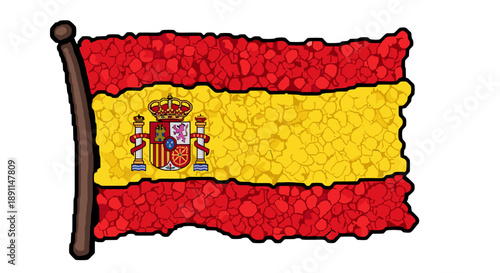 Pixel art spain flag with vibrant colors and unique design