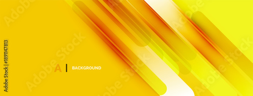 Bright yellow abstract background. Dynamic lines create modern visual effect. Gradient shades add depth, texture. Minimalist design.