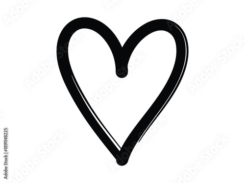 Expressive Hand-Drawn Heart Outline - Romantic Emotion Vector Sketch Illustration.