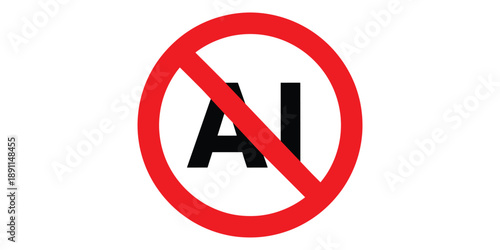 No artificial intelligence symbol isolated on white background