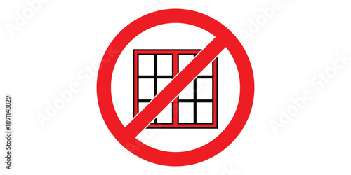 No windows allowed sign with red circle and line isolated on white background