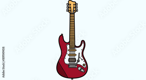 Vibrant electric guitar illustration against white background for design