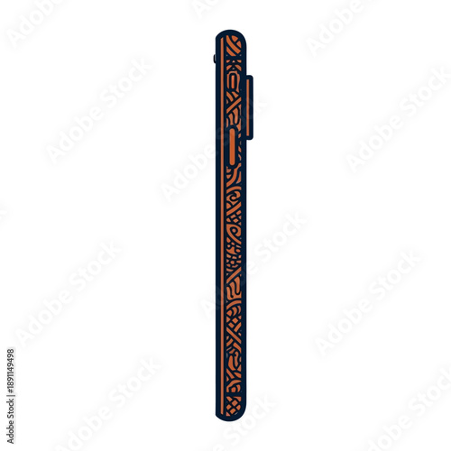 Vector illustration of a modern smartphone's side, showcasing intricate patterns, representing advanced personal tech and a potential for digital therapeutic integration