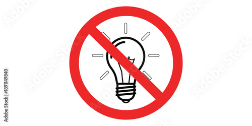 No light bulb allowed sign with red circle and line