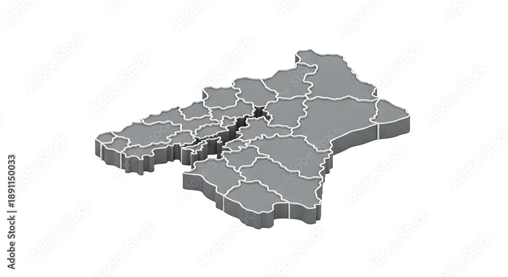 Obraz premium 3D Isometric Map of Divided Region