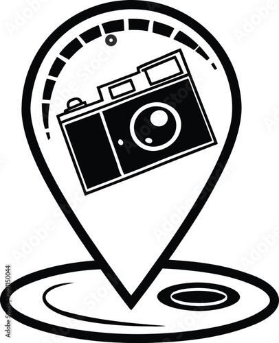 Camera Location Pin Icon Photography Map Marker Vector
