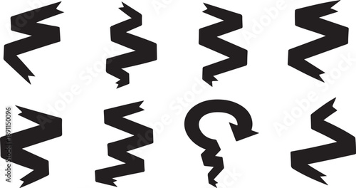 Collection of black arrow symbols on white background icons