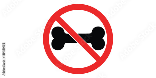 No dogs allowed sign with red circle and black bone isolated on white background