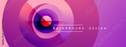 Abstract vibrant circles create dynamic background. Purple hues dominate composition, suggesting energy, motion. Text reads background design.