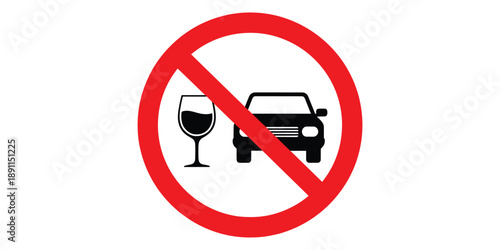 No drinking and driving sign isolated on white background