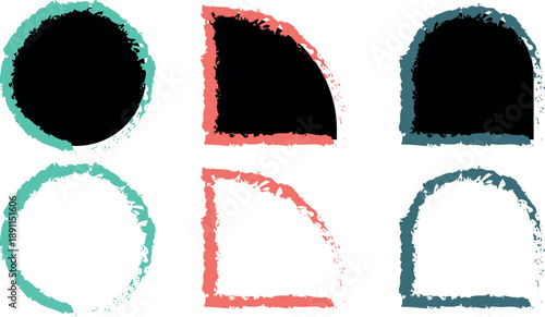 Contemporary Brush line Abstract Design of Geometric Shapes and Modular Grids with Primitive Figures, Linear Symbols and Swiss-Influenced Visual Structure