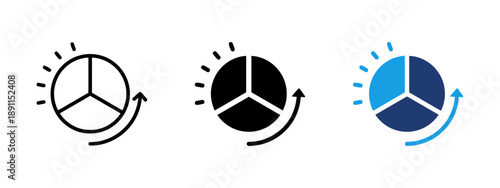 Creative circular dial with radiating lines and upward arrow motion graphic symbolizing control and progress achievement goal setting concept vector graphic