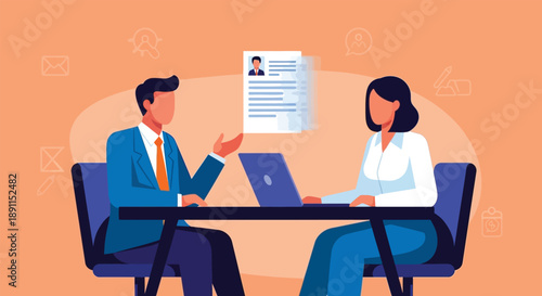 Business meeting with resume and laptop