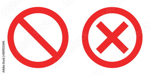 Red prohibition and rejection symbols isolated on white background