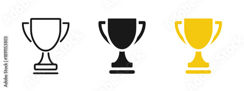 Golden trophy icon symbolizing achievement, victory and success in business competition or sports, showcasing reward and excellence, winner celebration