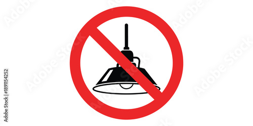 No lamp allowed sign isolated on white background