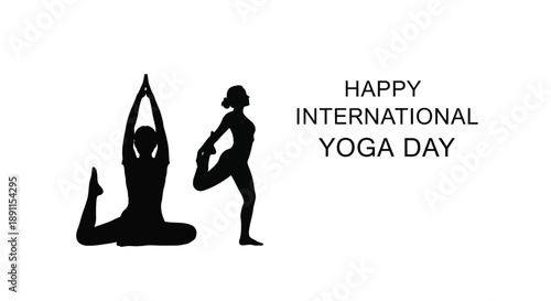 International yoga day celebration featuring two figures in silhouette