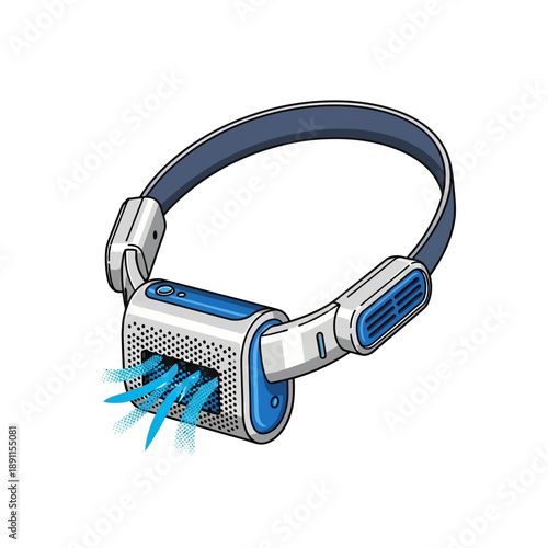 Personal air purifier necklace wearable fan cooling device vector illustration isolated on white background for health and wellness technology