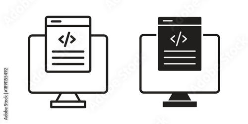Display code icon for templates, web design and infographics. EPS10