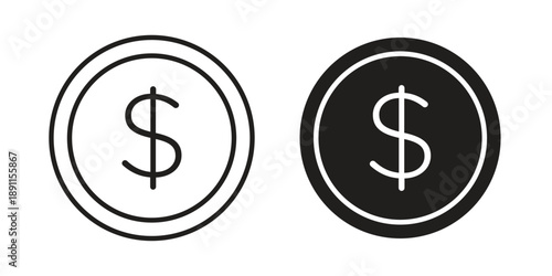 Dollar icon for templates, web design and infographics. EPS10