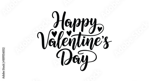 Happy valentine s day lettering with heart details a black silhouette
