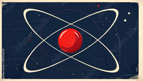 Geometric shapes red circle navy diagonal lines abstract