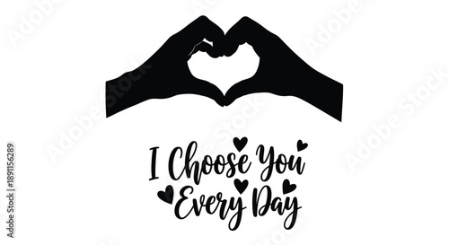 Hands forming a heart shape with text a romantic silhouette