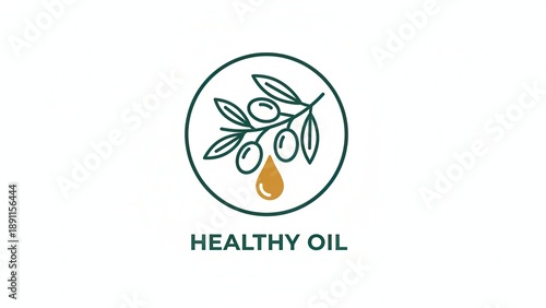 Minimalist olive oil emblem for natural healthy cooking and wellness products