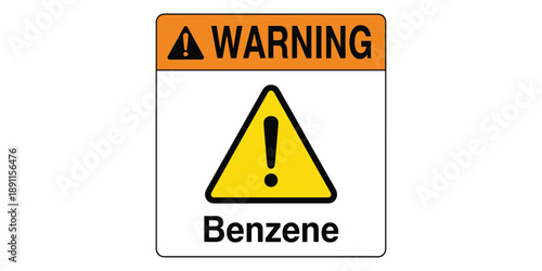 Warning sign with benzene label isolated on white background
