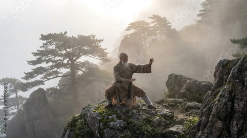 Solitary Hermit Mountain Stance Practiced On A Peak