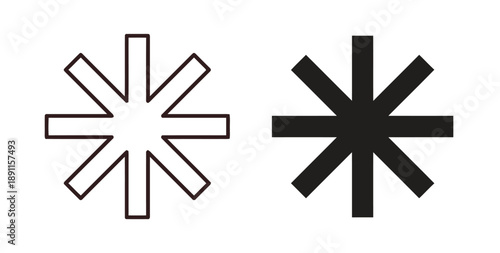 Two starburst or asterisk symbols, one as an outline and the other as a solid black shape, representing impact or emphasis