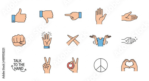 Collection of Hand Gestures and Symbols for Communication and Expression.
