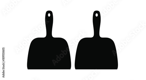 Two black garden trowels displayed side by side simple silhouette