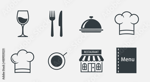 Black silhouette illustrations of furniture and plants for interior design projects