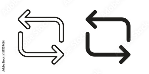 Repeat arrows icon outline and filled versions simple symbols for user interface design and web applications with two different styles