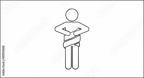 Abstract figure with ribbon wrapped around waist.