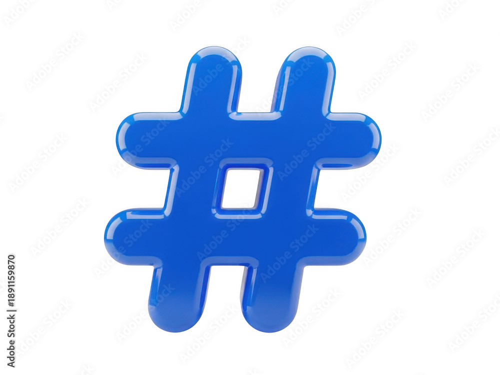 Obraz premium Blue hashtag icon isolated on transparent background