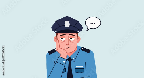 Bored Police Officer Feeling Tired and Unmotivated.