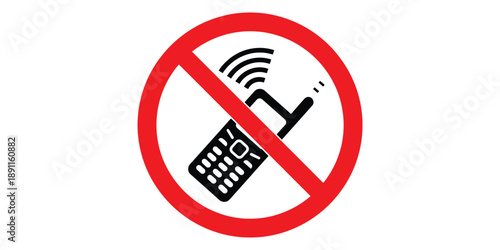 No cell phone signal symbol isolated on white background