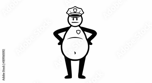 Cartoon Police Officer Character Standing Confidently.