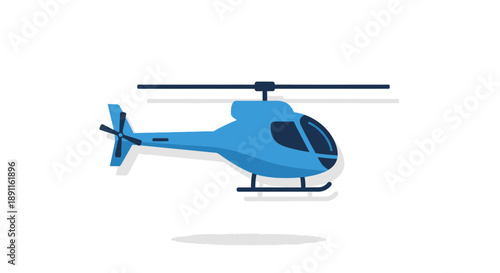Blue helicopter illustration isolated on white background for transportation