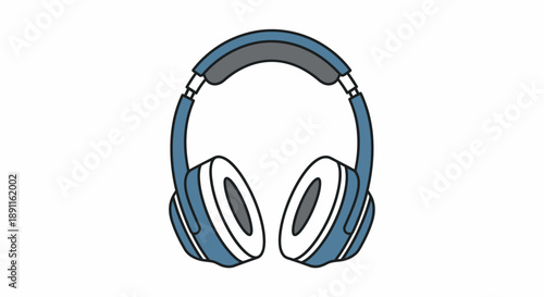 Modern blue headphones on white background audio technology concept