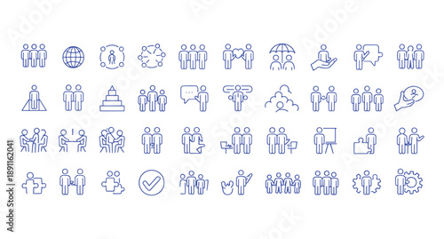 Human interaction icon set. Editable line icons. Vector illustration.
