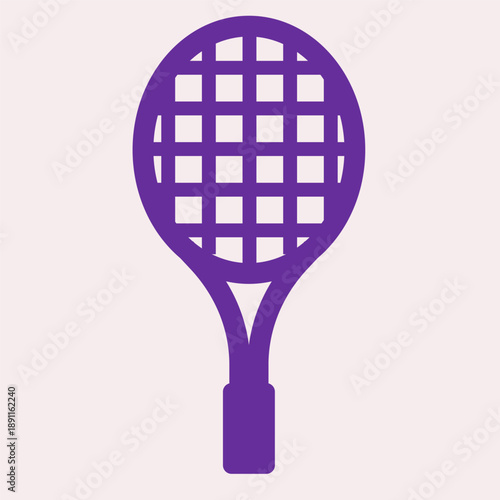 Vector flat illustration with sport equipment as symbol of tennis game or world championship. Minimalistic concept with tennis racket logo, clipart sport collection