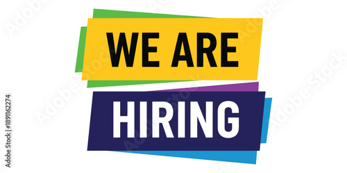 Colorful we are hiring banner with multicolored backgrounds